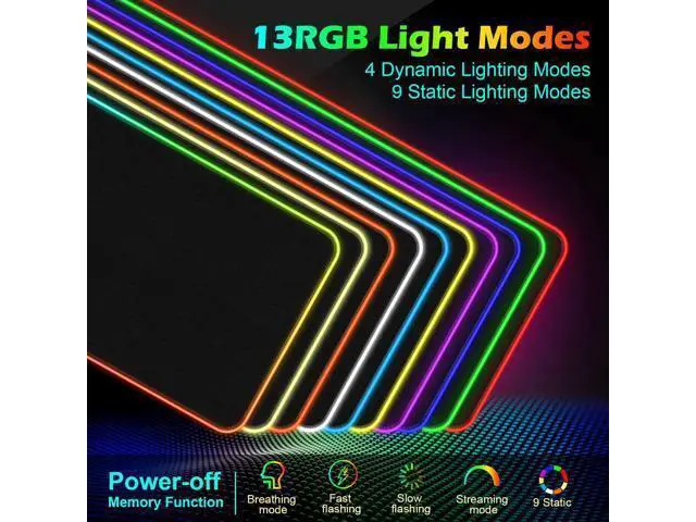 Alt view image 2 of 5 - RGB Gaming Mouse Pad with 15W Wireless Charging, LED Mouse Mat with 13 Light Modes, XXL Extra Large Mousepad 800x300x4mm Non-Slip Rubber Base, Waterproof Computer Pad for Home Office Gaming Desk Decor