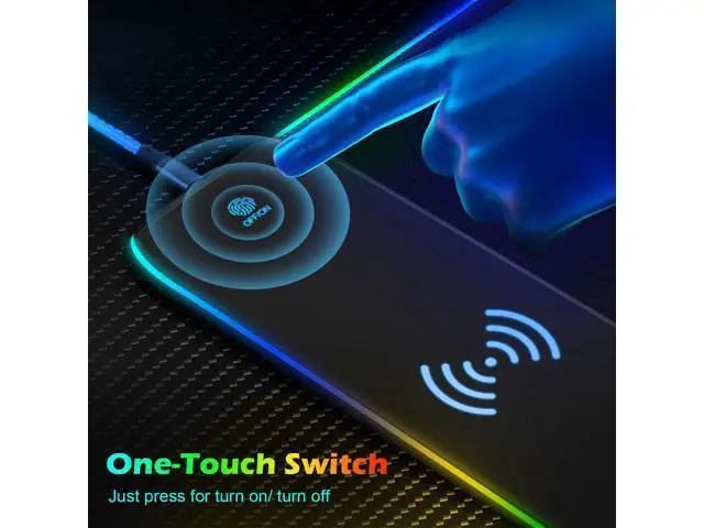 Alt view image 5 of 5 - RGB Gaming Mouse Pad with 15W Wireless Charging, LED Mouse Mat with 13 Light Modes, XXL Extra Large Mousepad 800x300x4mm Non-Slip Rubber Base, Waterproof Computer Pad for Home Office Gaming Desk Decor