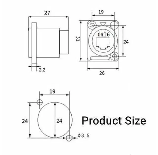 Alt view image 7 of 7 - 10PCS D-Type RJ45 Coupler, Shielded RJ45 Panel Mount Connector, CAT6/CAT5E/CAT5 Female to Female LAN Network Bulkhead Pass Through Socket