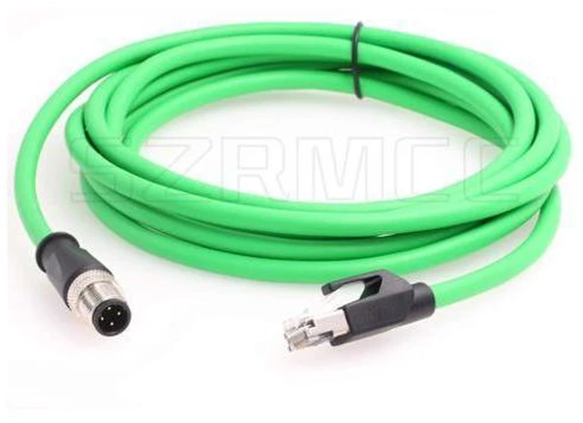 Main image of SZRMCC M12 Ethernet Cable D-Code 4 Pin Male to RJ45 Connector High Flex Cat5e Shielded Waterproof Network Cable for Industrial Camera Sensor (5m,Green)