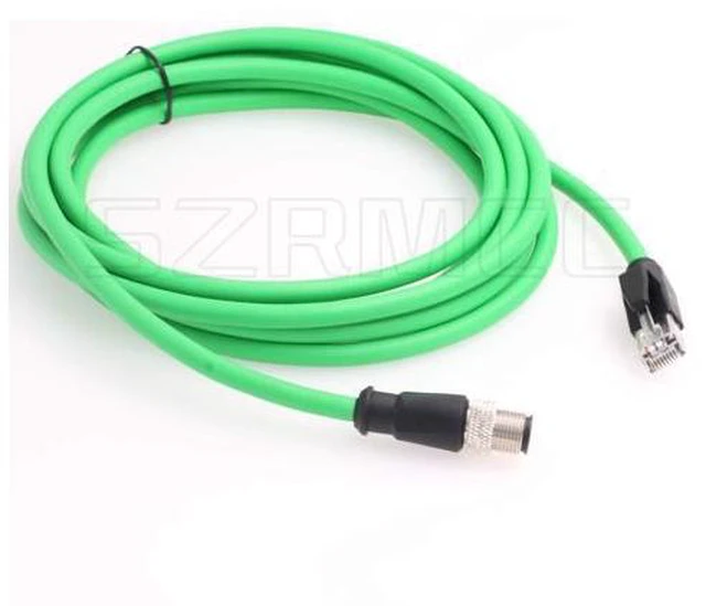Alt view image 3 of 4 - SZRMCC M12 Ethernet Cable D-Code 4 Pin Male to RJ45 Connector High Flex Cat5e Shielded Waterproof Network Cable for Industrial Camera Sensor (5m,Green)
