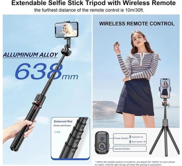Alt view image 4 of 6 - Phone Tripods Flexible Selfie Stick - Octopus Camera Tripods Extendable Cell Phone Tripod Stand with Remote, 360° Rotation Portable Travel Tripod for iPhone Android Camera Video Recording