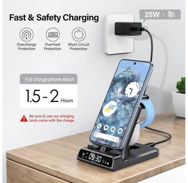 Alt view image 3 of 7 - 3 in 1 Charging Station for Google Pixel Watch 2 Only, 25W Fast Type-C Wired Charger Stand for Google Pixel 8 Pro/8/Fold/7A/7/7 Pro/6/6 Pro/6A/5/5A/4/4A, Buds Pro/Buds A-Series