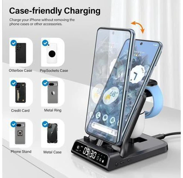 Alt view image 5 of 7 - 3 in 1 Charging Station for Google Pixel Watch 2 Only, 25W Fast Type-C Wired Charger Stand for Google Pixel 8 Pro/8/Fold/7A/7/7 Pro/6/6 Pro/6A/5/5A/4/4A, Buds Pro/Buds A-Series
