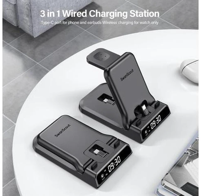 Alt view image 6 of 7 - 3 in 1 Charging Station for Google Pixel Watch 2 Only, 25W Fast Type-C Wired Charger Stand for Google Pixel 8 Pro/8/Fold/7A/7/7 Pro/6/6 Pro/6A/5/5A/4/4A, Buds Pro/Buds A-Series