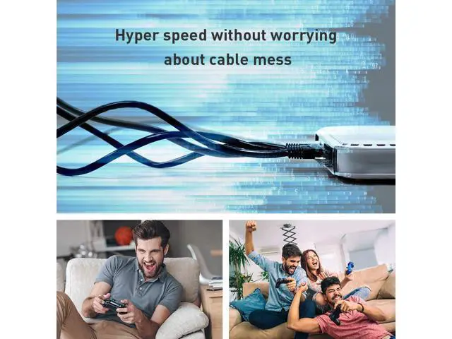 Alt view image 2 of 5 - Cat8 Ethernet Cable (10ft + 50ft), Outdoor&Indoor, Heavy Duty High Speed 26AWG Cat8 LAN Network Cable 40Gbps, 2000Mhz with Gold Plated RJ45 Connector, Weatherproof S/FTP UV Resistant for Router/Gaming