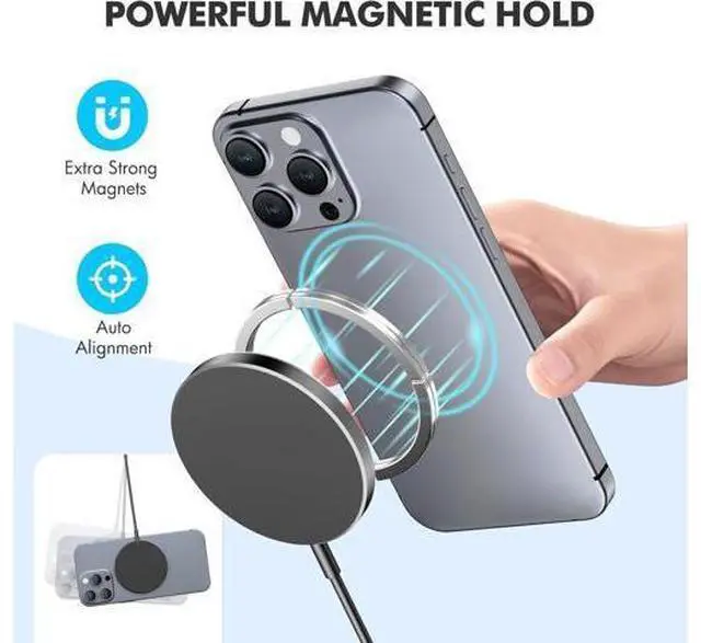 Alt view image 3 of 7 - 3-Pack Magnetic Wireless Charger Pad: 15W Fast Magnetic Qi Charging Pad for - iPhone 16 16e 15 14 13 12 Series - AirPods 4 3 2 Pro - Home Office Travel (Black)