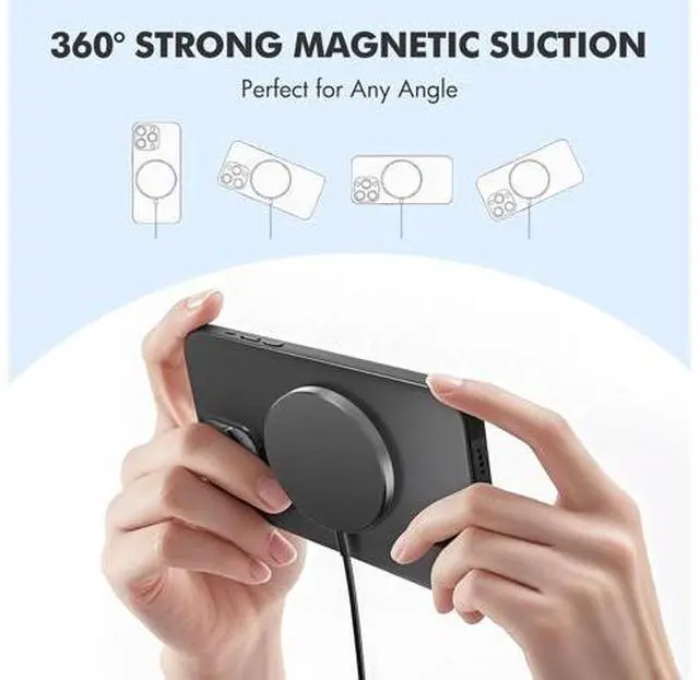 Alt view image 4 of 7 - 3-Pack Magnetic Wireless Charger Pad: 15W Fast Magnetic Qi Charging Pad for - iPhone 16 16e 15 14 13 12 Series - AirPods 4 3 2 Pro - Home Office Travel (Black)