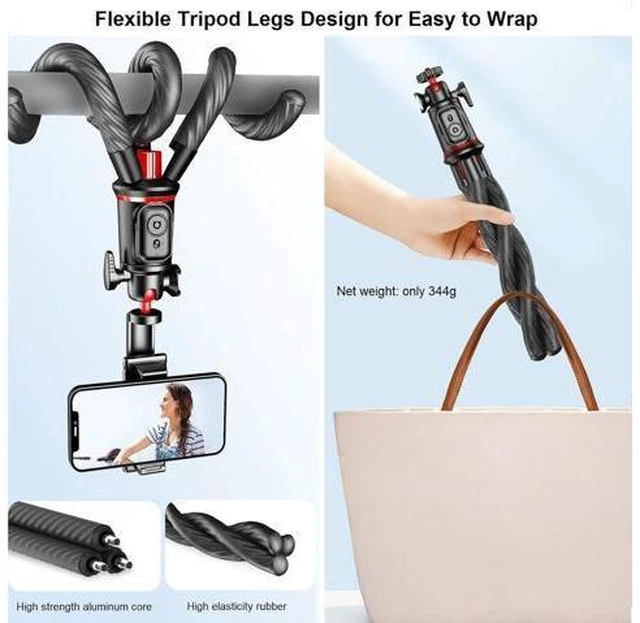 Alt view image 6 of 6 - Phone Tripods Flexible Selfie Stick - Octopus Camera Tripods Extendable Cell Phone Tripod Stand with Remote, 360° Rotation Portable Travel Tripod for iPhone Android Camera Video Recording