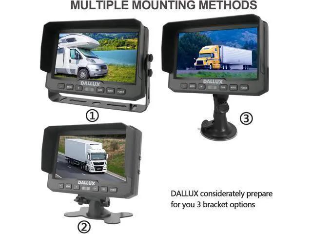 Alt view image 4 of 7 - DALLUX Truck Backup Camera kit,HD 1080P Rearview Cab Cam with 7 inch Monitor+ 4 PIN Extension Cable for Bus/Truck/Van/Trailer/RV/Camper/Motor Home/Pickup/Harveste/Heavy Duty Vehicles(12V-24V)