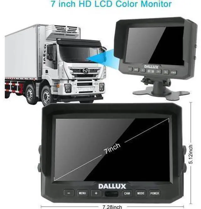 Alt view image 6 of 7 - DALLUX Truck Backup Camera kit,HD 1080P Rearview Cab Cam with 7 inch Monitor+ 4 PIN Extension Cable for Bus/Truck/Van/Trailer/RV/Camper/Motor Home/Pickup/Harveste/Heavy Duty Vehicles(12V-24V)