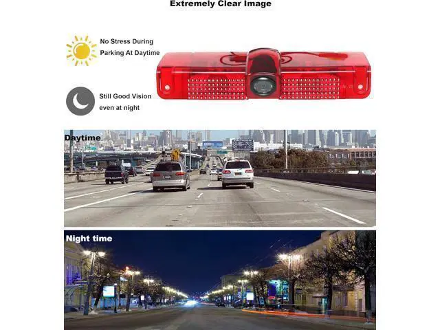 Alt view image 2 of 6 - RED WOLF Third 3rd Brake Light Backup Camera for Chevrolet Express/GMC Savana 1500 2500/3500 2003-2019 Vans Upgrade Vehicle Lights w/Integrated Reverse Camera, 8 IR Night Vision, Adjustable Guidelines