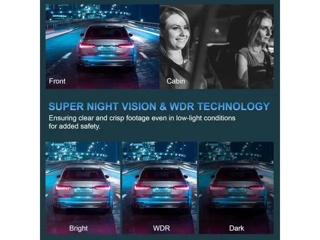 Alt view image 4 of 6 - 4 Channel Dash Cam, Front and Rear, 360 Dash Camera for Cars, 1080P FHD x4, Front 2K+1080P*2 Inside Camera, Built-in WiFi, GPS, Night Vision, 24/7 Recording Parking Mode Monitor, Free 64G Card
