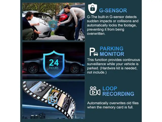 Alt view image 5 of 6 - 4 Channel Dash Cam, Front and Rear, 360 Dash Camera for Cars, 1080P FHD x4, Front 2K+1080P*2 Inside Camera, Built-in WiFi, GPS, Night Vision, 24/7 Recording Parking Mode Monitor, Free 64G Card