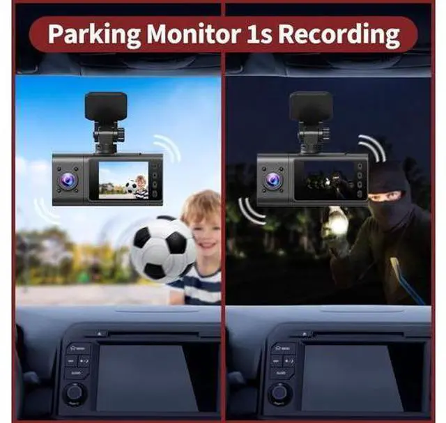 Alt view image 5 of 7 - 3 Channel Dash Cam Front and Rear Inside,Dash Cam pro 2025,Interior Car Camera,2.5K Single Front,Dash Camera for Cars with IR Night Vision,24Hr Parking Monitor 1S Recording,Free 64G Card