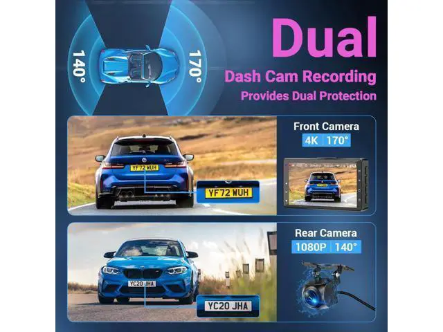 Alt view image 5 of 7 - Dash Cam Front and Rear, Dash Cam 4K WiFi/APP Control Dashcam W/ 64GB Card Dash Camera for Cars DVR Car Security Cameras W/Loop Recording G-Sensor Time-Lapse Parking Mode Car Dashcam USB Powered