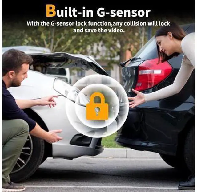 Alt view image 6 of 7 - Dash Cam Front and Rear: 4K Dual Channel Dash Cam - 5GHz WiFi, Dash Camera for Cars with 64GB Card, 2" IPS, App Control, G-Sensor, Loop Recording, 170° Wide Angle, Night Vision, 24H Parking Mode