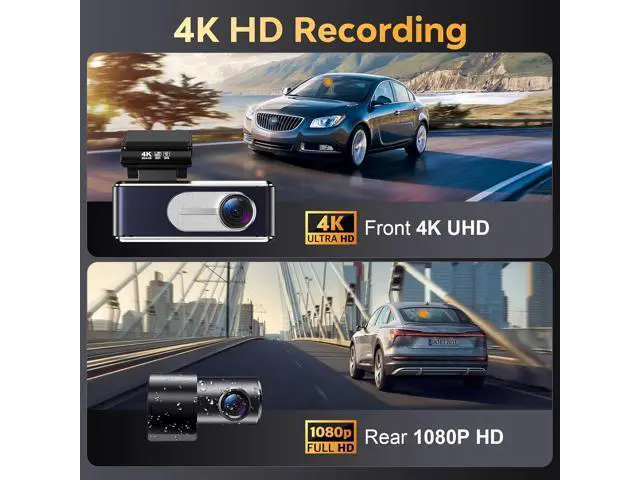 Alt view image 4 of 7 - Dash Cam Front and Rear - 4K HD Dual Dash Camera for Cars, Built-in 5G WiFi GPS, 64GB Card, Dashcam with 3.2" IPS Screen, UHD Night Vision, HDR, App Control, 24H Parking Monitor
