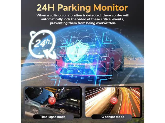 Alt view image 6 of 7 - Dash Cam Front and Rear - 4K HD Dual Dash Camera for Cars, Built-in 5G WiFi GPS, 64GB Card, Dashcam with 3.2" IPS Screen, UHD Night Vision, HDR, App Control, 24H Parking Monitor