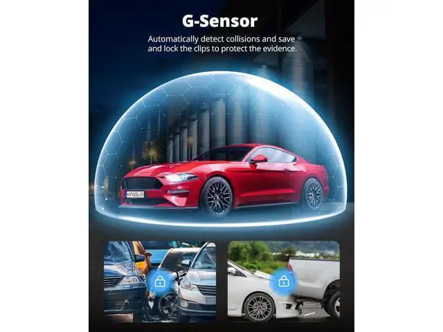 Alt view image 5 of 7 - Dash Cam Front and Rear Inside, 3-Channel 2.5K FHD Dash Camera for Cars with 2" Screen, Wireless Dashcam with 5GHz WiFi, 64GB Card, Car Camera Front and Back, Auto IR Night Vision, HDR, G-Sensor