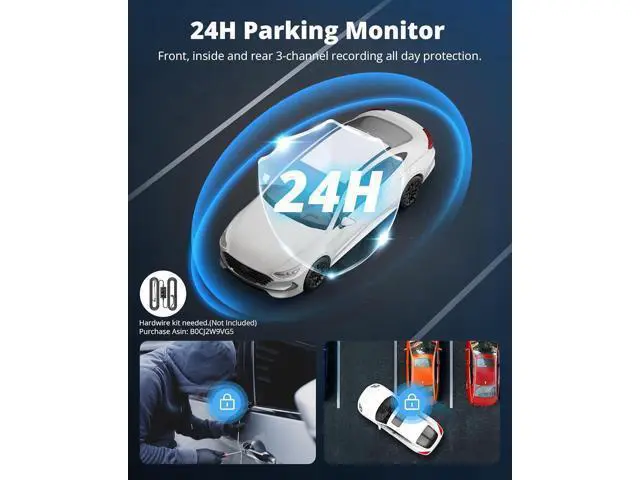 Alt view image 6 of 7 - Dash Cam Front and Rear Inside, 3-Channel 2.5K FHD Dash Camera for Cars with 2" Screen, Wireless Dashcam with 5GHz WiFi, 64GB Card, Car Camera Front and Back, Auto IR Night Vision, HDR, G-Sensor