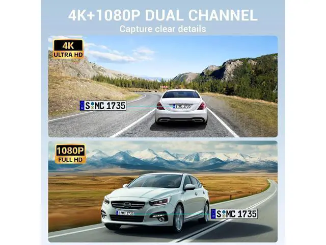 Alt view image 2 of 7 - 4K Rear View Mirror Camera, 10" Mirror Dash Cam Front and Rear with 64GB Card, Full Touch Screen Dash Cam with 1080P Backup Camera for Car with Reverse Assist,WiFi,APP,Night Vision,Parking Monitor
