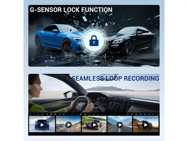 Alt view image 6 of 7 - 4K Rear View Mirror Camera, 10" Mirror Dash Cam Front and Rear with 64GB Card, Full Touch Screen Dash Cam with 1080P Backup Camera for Car with Reverse Assist,WiFi,APP,Night Vision,Parking Monitor
