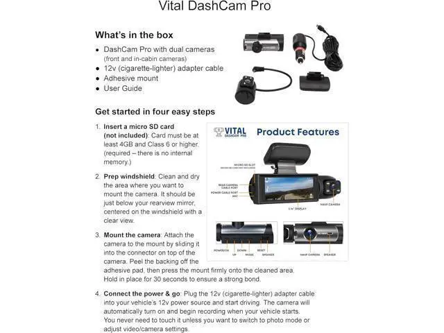 Alt view image 5 of 7 - Vital Dashcam Pro 2026 Dash Cam Front and Rear Camera for Cars Dual Car Camera with Night Vision, G-Sensor 24/7 Parking Surveillance, Loop Recording, Wide Angle Easy Setup Vital Dash Cam Pro 2026 FHD