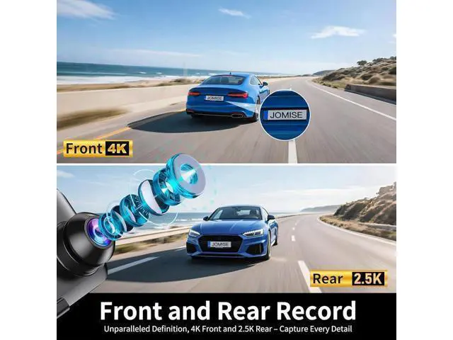 Alt view image 3 of 7 - JOMISE G814 11" 4K+2.5K Rear View Mirror Camera No WiFi/Bluetooth, Mirror Dash Cam Front and Rear, Pure Evidence Recorder, Dash Cam for Cars, 3X Zoom, 64GB Card Included