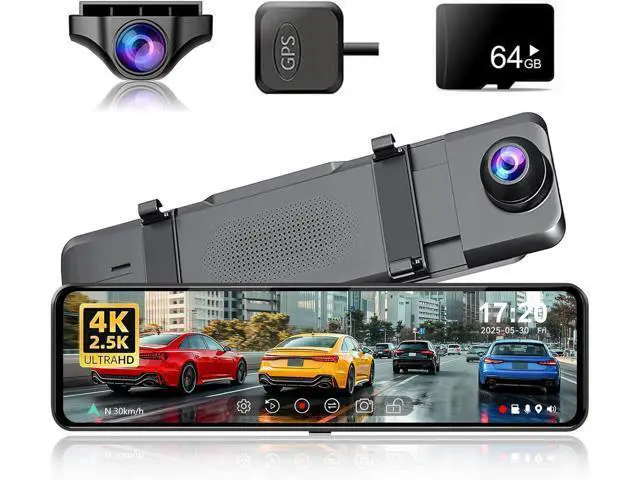 Main image of JOMISE G814 11" 4K+2.5K Rear View Mirror Camera No WiFi/Bluetooth, Mirror Dash Cam Front and Rear, Pure Evidence Recorder, Dash Cam for Cars, 3X Zoom, 64GB Card Included