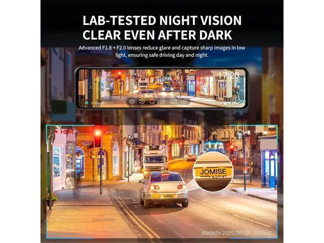 Alt view image 6 of 7 - JOMISE G814 11" 4K+2.5K Rear View Mirror Camera No WiFi/Bluetooth, Mirror Dash Cam Front and Rear, Pure Evidence Recorder, Dash Cam for Cars, 3X Zoom, 64GB Card Included