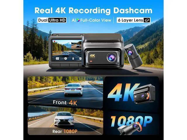 Alt view image 2 of 7 - DDPAI 4K Dash Cam Front and Rear, Built-in 32G eMMC Dual Dash Car Camera,64GB Card Included Dashcam,Night Vision Dash Camera,5GHz WiFi, 7 Days Parking Mode,GPS,3" IPS, ADAS, WDR, Support 512GB,Z60