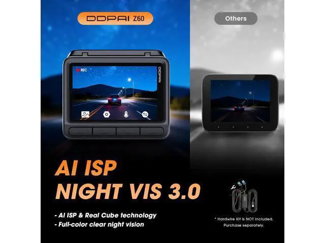 Alt view image 6 of 7 - DDPAI 4K Dash Cam Front and Rear, Built-in 32G eMMC Dual Dash Car Camera,64GB Card Included Dashcam,Night Vision Dash Camera,5GHz WiFi, 7 Days Parking Mode,GPS,3" IPS, ADAS, WDR, Support 512GB,Z60