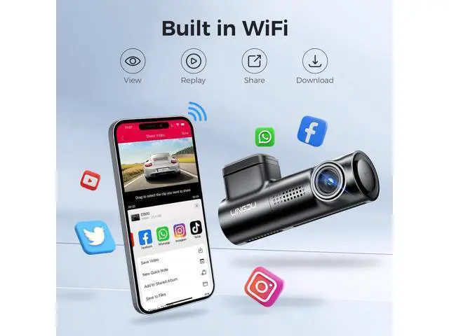 Alt view image 3 of 7 - D500 Smart Dash Cam for Cars, 4K Front Dash Cam with WiFi&GPS, 0.96" LCD Display Car Camera, Night Vision, WDR, Parking Mode, Loop Recording, G-Sensor, 150° Wide Angle