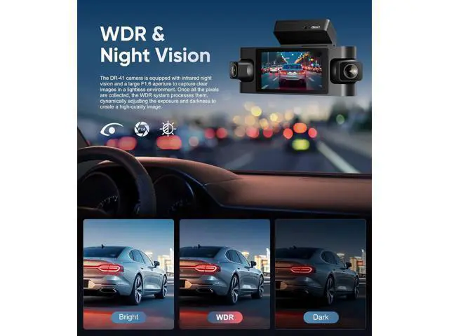 Alt view image 4 of 7 - 4 Channel Dash Cam Front and Rear Inside Left Right, 1080P Dash Camera for Cars,Car Camera with 3" IPS Screen,Night Vision,Included 64GB Card,Support Optional GPS, 24/7 Recording Parking Mode