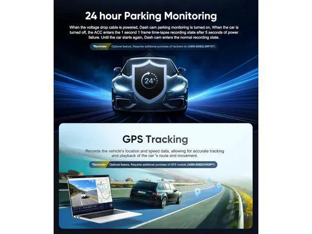 Alt view image 5 of 7 - 4 Channel Dash Cam Front and Rear Inside Left Right, 1080P Dash Camera for Cars,Car Camera with 3" IPS Screen,Night Vision,Included 64GB Card,Support Optional GPS, 24/7 Recording Parking Mode