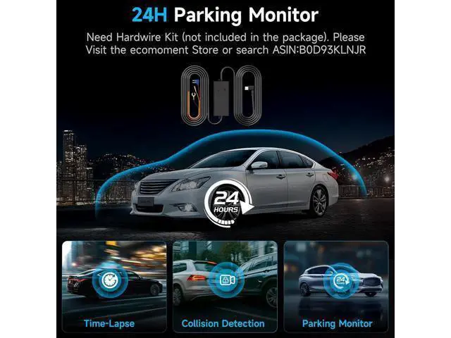 Alt view image 7 of 7 - Dash Cam Front and Rear, 2.5K Dual Dash Camera for Cars, Car Camera with 3.16" IPS Screen, 170° Wide Angle, WDR Night Vision, G-Sensor, 24H Parking Monitor, 32GB Card Included, Support 256 GB Max