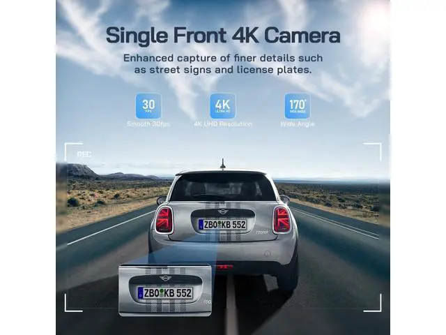 Alt view image 2 of 7 - WOLFANG 4K Dash Cam Front and Rear WiFi Dashcam, Dual Car Camera Dash Cam with Super Night Vision, Loop Recording, G-Sensor, 170 Wide Angle, Parking Guard, with SD Card, APP Control