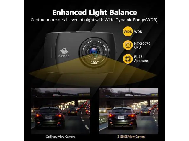 Alt view image 6 of 7 - Z-Edge T4 Dash Cam Front and Rear, 4K Dual Dash cam, 2K+1080P Front and Rear, Touch Screen WiFi Car Camera, WDR, Night Vision, G-Sensor, Loop Recording, 24 Hours Parking Mode, Support 512GB Max