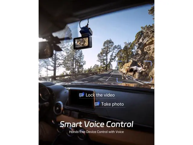 Alt view image 6 of 7 - Pelsee P3 4K Dash Cam Front and Rear, 64GB SD Card, 4K+1080P Dual Dash Camera for Cars with Wi-Fi, GPS, ADAS, BSD, LCA, 3 IPS Display Car Camera, APP & Voice Control, Night Vision, 24H Parking Mode