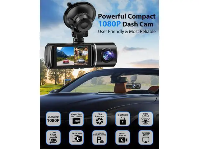 Alt view image 3 of 7 - Dash Cam Front and Rear, 1080P Dash Camera for Cars, 3 Channel Car Camera Front Rear and Inside with 32GB Card, Loop Recording, Night Vision, HDR, 24Hr Parking, G-Sensor