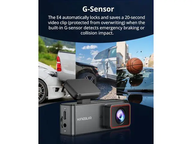 Alt view image 6 of 7 - Kingslim 4K Dash Cam Front and Rear, Front 4K Rear 1080P Dual Dash Camera for Cars, Mini Dashcam with 64GB Card, APP Control, Night Vision, G-Sensor, Loop Recording, Parking Mode
