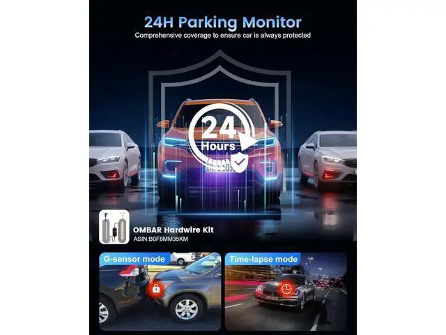 Alt view image 6 of 7 - OMBAR Dash Cam Front and Rear, 4K/2.5K Ultra HD Dash Camera for Cars, Included 64GB Card, Built-in 5G Wi-Fi & GPS, 3.16 IPS Screen, Night Vision, 170°Wide Angle, HDR, 24H Parking Mode(T2)