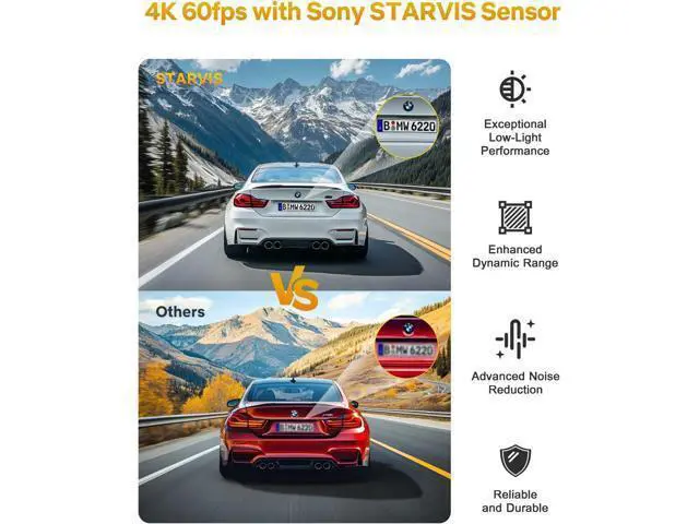 Alt view image 3 of 7 - GKU Dash Cam Front and Rear, 4K 60fps2.5K Dashcam,STARVIS Sensor, HDR, 5G WiFi GPS, 24H Parking Mode, Night Vision, 170°Wide Angle, Dash Camera for Cars with 1.47 Display, 64G SDcard (Black)