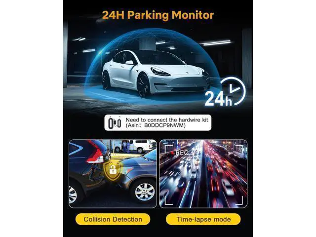 Alt view image 7 of 7 - GKU Dash Cam Front and Rear, 4K 60fps2.5K Dashcam,STARVIS Sensor, HDR, 5G WiFi GPS, 24H Parking Mode, Night Vision, 170°Wide Angle, Dash Camera for Cars with 1.47 Display, 64G SDcard (Black)