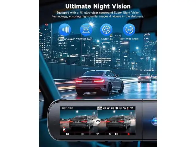 Alt view image 3 of 7 - SARMERT 4K 3 Channel Dash Cam, Dash Cam Front and Rear C3, Free 64GB Card, 4K+1080P+1080P Dashcam, G-Sensor, WDR, APP, 5G WiFi, Night Vision, 24H Parking Monitor