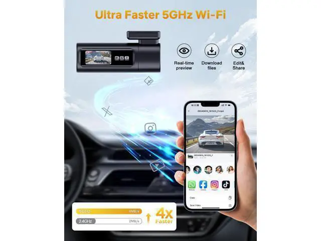 Alt view image 5 of 7 - GKU Dash Cam Front and Rear, 4K 60fps2.5K Dashcam,STARVIS Sensor, HDR, 5G WiFi GPS, 24H Parking Mode, Night Vision, 170°Wide Angle, Dash Camera for Cars with 1.47 Display, 64G SDcard (Black)