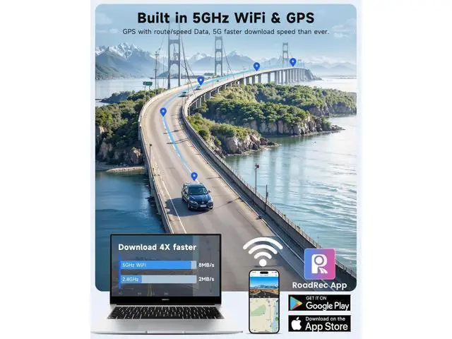 Alt view image 4 of 7 - SARMERT 4K 3 Channel Dash Cam, Dash Cam Front and Rear C3, Free 64GB Card, 4K+1080P+1080P Dashcam, G-Sensor, WDR, APP, 5G WiFi, Night Vision, 24H Parking Monitor