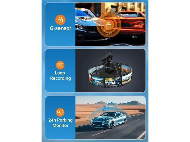 Alt view image 7 of 7 - Dash Cam Front and Rear, 2.5K+1080P Dual Dash Camera for Cars, 2 Display Mini Car Camera, G-Sensor Dashcam, Night Vision, 24H Parking Mode, Loop Recording, 170°Wide Angle, 32GB Card Included