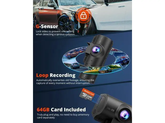 Alt view image 4 of 7 - Kingslim 3 Channel 5G WiFi Dash Cam with 64GB Card, 2.5K/1080P Front and Rear Inside Dashcam, 2.5K/1080P/1080P Three Way Dash Camera for Cars Auto IR Night Vision, Loop Recording, APP Control(O3PRO)